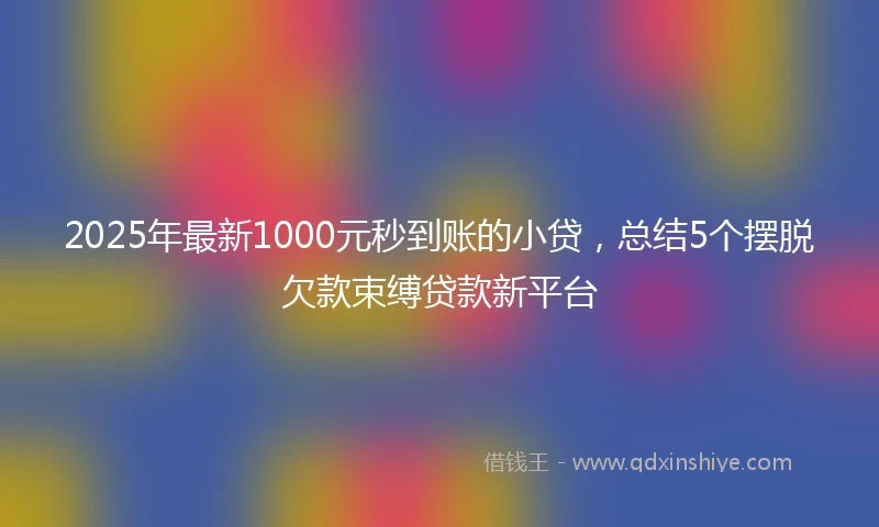 2025年最新1000元秒到账的小贷，总结5个摆脱欠款束缚贷款新平台
