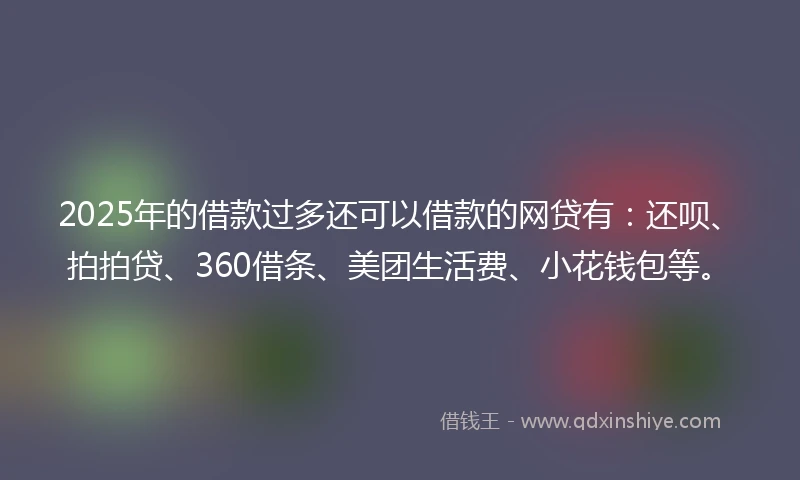 2025年的借款过多还可以借款的网贷有：还呗、拍拍贷、360借条、美团生活费、小花钱包等。