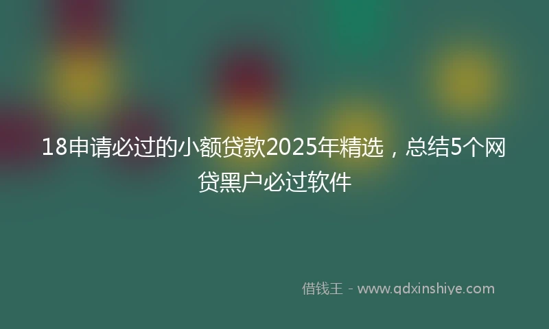 18申请必过的小额贷款2025年精选，总结5个网贷黑户必过软件