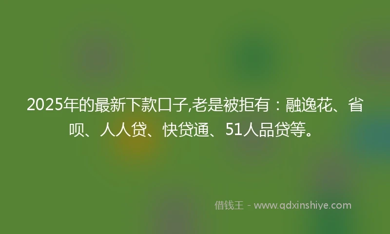2025年的最新下款口子,老是被拒有：融逸花、省呗、人人贷、快贷通、51人品贷等。