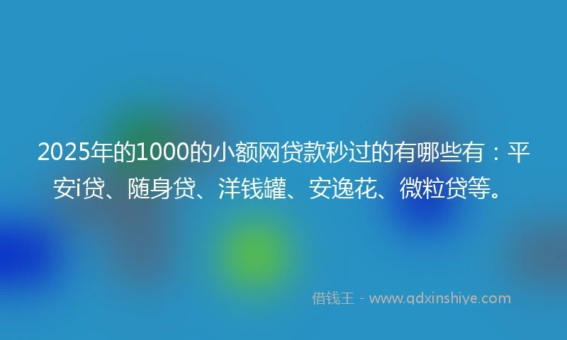 2025年的1000的小额网贷款秒过的有哪些有：平安i贷、随身贷、洋钱罐、安逸花、微粒贷等。