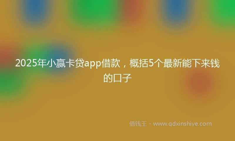 2025年小赢卡贷app借款，概括5个最新能下来钱的口子