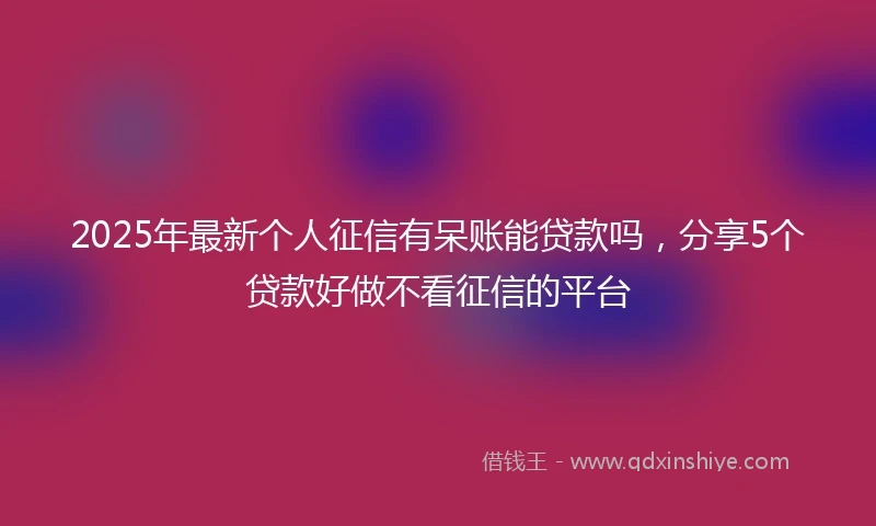2025年最新个人征信有呆账能贷款吗，分享5个贷款好做不看征信的平台