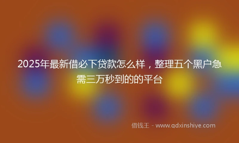 2025年最新借必下贷款怎么样，整理五个黑户急需三万秒到的的平台