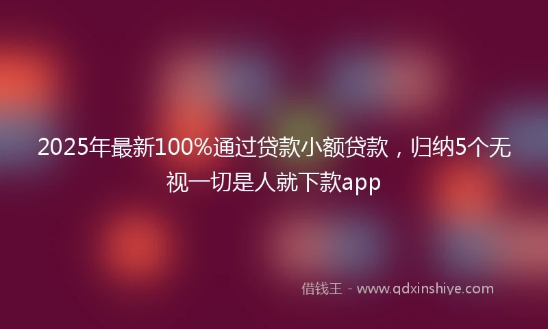 2025年最新100%通过贷款小额贷款，归纳5个无视一切是人就下款app