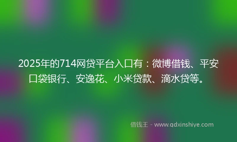 2025年的714网贷平台入口有：微博借钱、平安口袋银行、安逸花、小米贷款、滴水贷等。