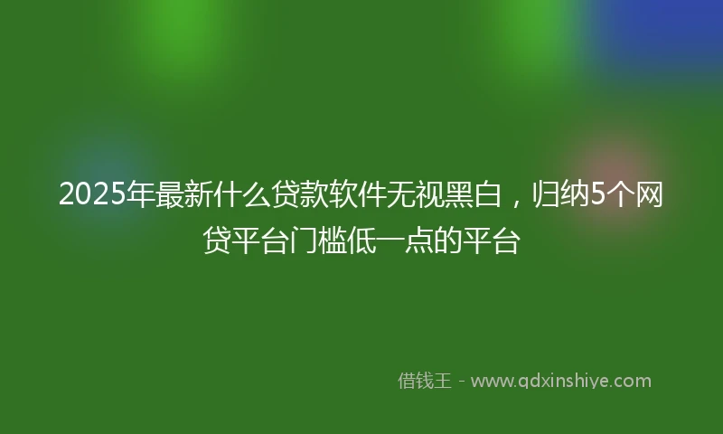2025年最新什么贷款软件无视黑白，归纳5个网贷平台门槛低一点的平台