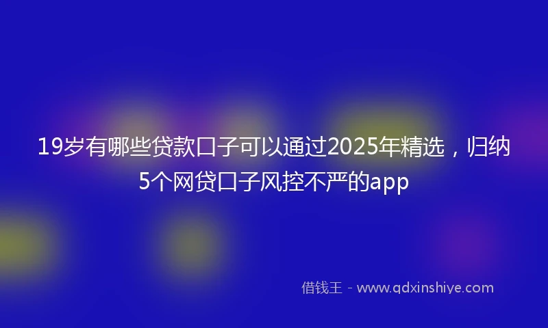 19岁有哪些贷款口子可以通过2025年精选，归纳5个网贷口子风控不严的app
