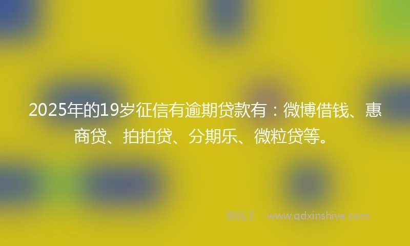 2025年的19岁征信有逾期贷款有：微博借钱、惠商贷、拍拍贷、分期乐、微粒贷等。