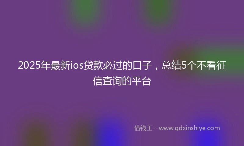 2025年最新ios贷款必过的口子，总结5个不看征信查询的平台