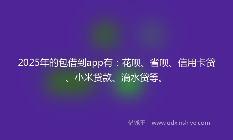 2025年的包借到app有：花呗、省呗、信用卡贷、小米贷款、滴水贷等。