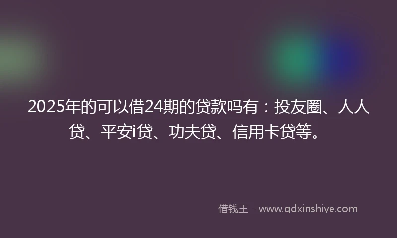 2025年的可以借24期的贷款吗有：投友圈、人人贷、平安i贷、功夫贷、信用卡贷等。