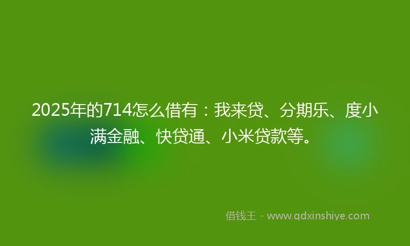 2025年的714怎么借有：我来贷、分期乐、度小满金融、快贷通、小米贷款等。