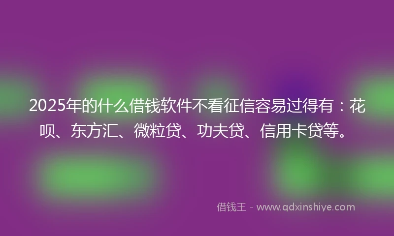 2025年的什么借钱软件不看征信容易过得有：花呗、东方汇、微粒贷、功夫贷、信用卡贷等。