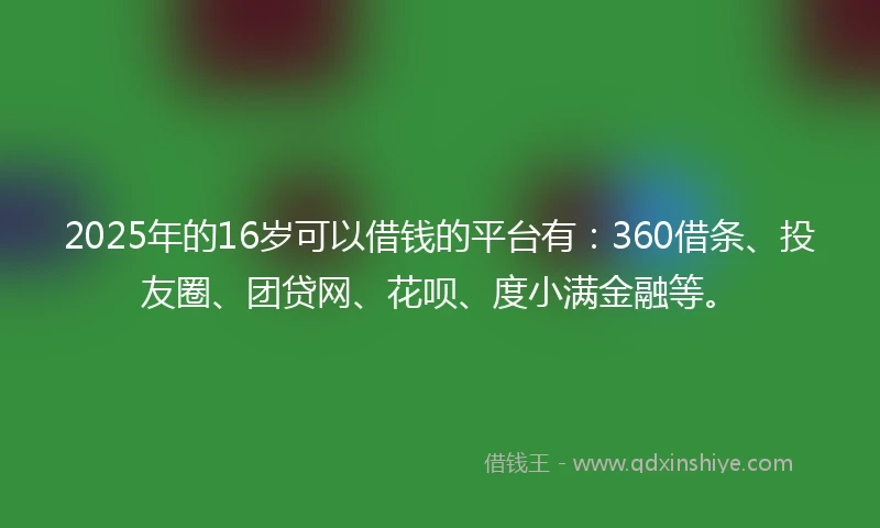2025年的16岁可以借钱的平台有：360借条、投友圈、团贷网、花呗、度小满金融等。