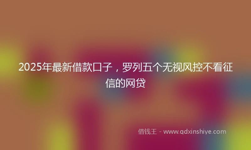 2025年最新借款口子，罗列五个无视风控不看征信的网贷