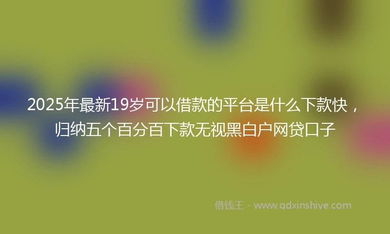 2025年最新19岁可以借款的平台是什么下款快，归纳五个百分百下款无视黑白户网贷口子