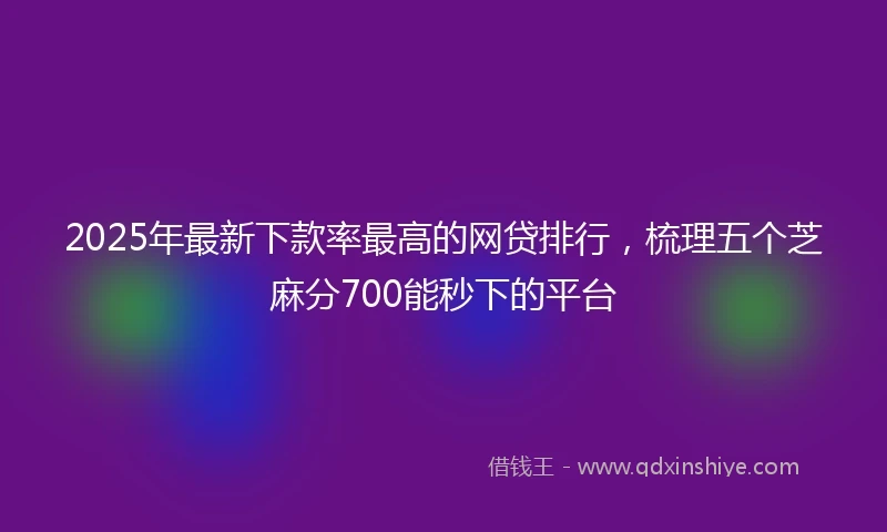 2025年最新下款率最高的网贷排行，梳理五个芝麻分700能秒下的平台