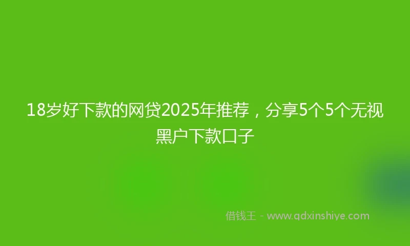18岁好下款的网贷2025年推荐，分享5个5个无视黑户下款口子