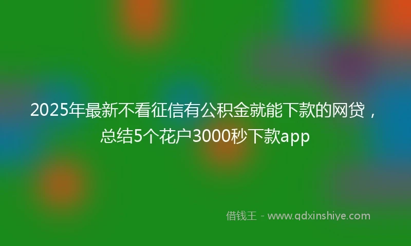 2025年最新不看征信有公积金就能下款的网贷，总结5个花户3000秒下款app