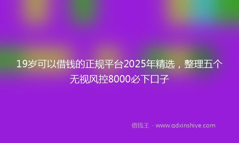 19岁可以借钱的正规平台2025年精选，整理五个无视风控8000必下口子