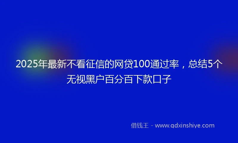 2025年最新不看征信的网贷100通过率，总结5个无视黑户百分百下款口子