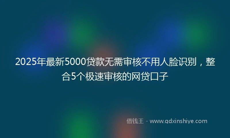 2025年最新5000贷款无需审核不用人脸识别，整合5个极速审核的网贷口子