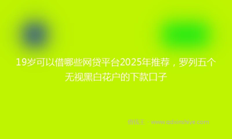 19岁可以借哪些网贷平台2025年推荐，罗列五个无视黑白花户的下款口子