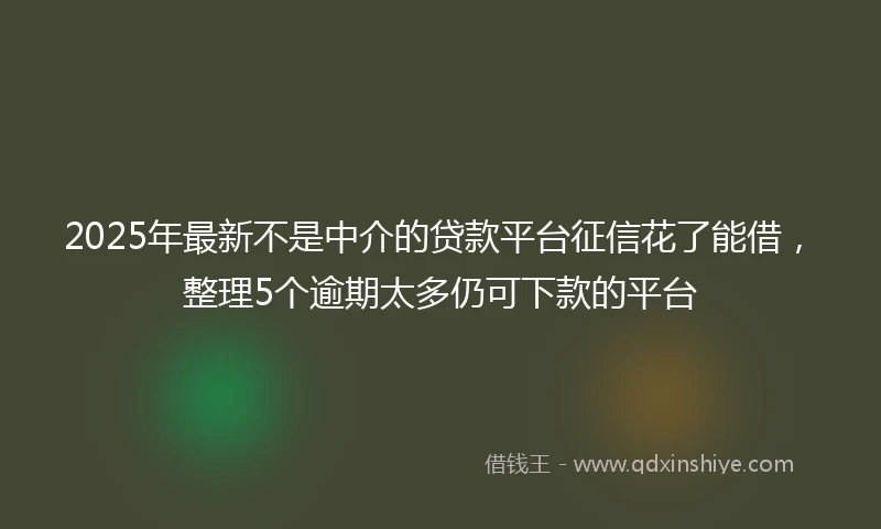 2025年最新不是中介的贷款平台征信花了能借，整理5个逾期太多仍可下款的平台