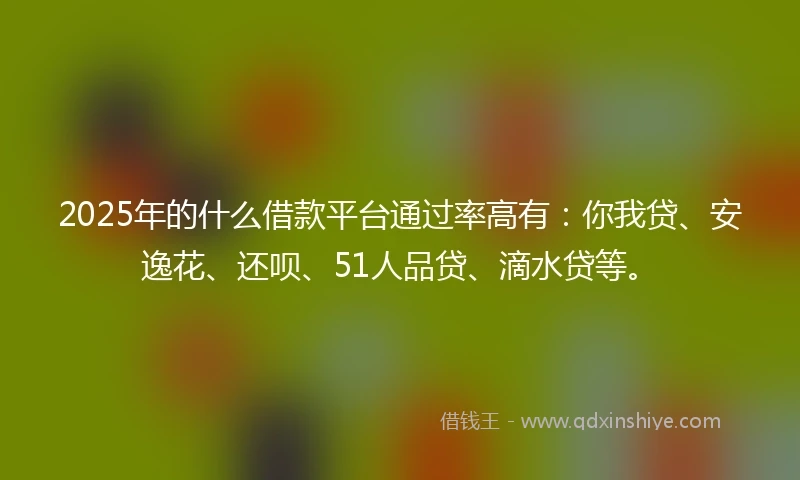 2025年的什么借款平台通过率高有：你我贷、安逸花、还呗、51人品贷、滴水贷等。