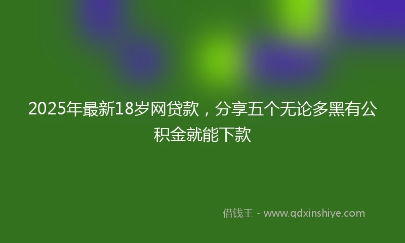 2025年最新18岁网贷款，分享五个无论多黑有公积金就能下款