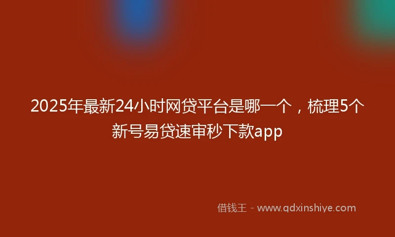 2025年最新24小时网贷平台是哪一个，梳理5个新号易贷速审秒下款app