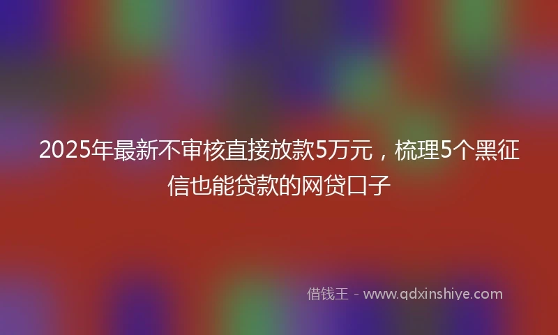 2025年最新不审核直接放款5万元，梳理5个黑征信也能贷款的网贷口子