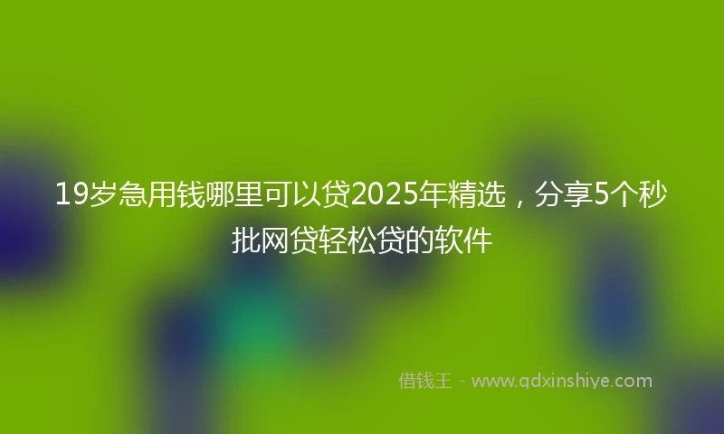 19岁急用钱哪里可以贷2025年精选，分享5个秒批网贷轻松贷的软件
