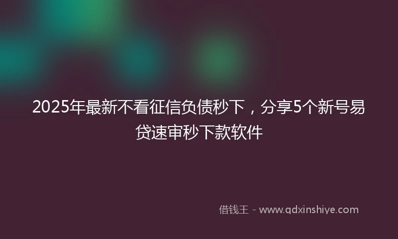 2025年最新不看征信负债秒下，分享5个新号易贷速审秒下款软件
