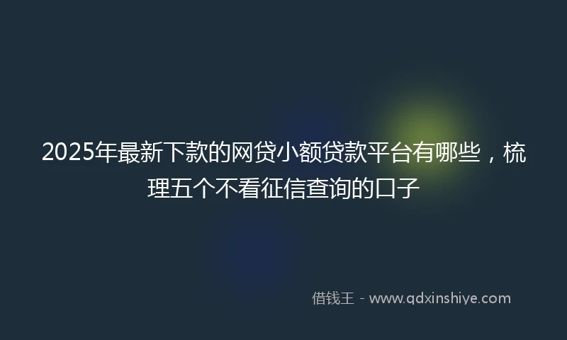 2025年最新下款的网贷小额贷款平台有哪些，梳理五个不看征信查询的口子