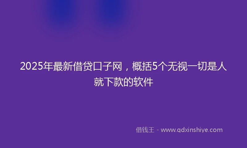 2025年最新借贷口子网，概括5个无视一切是人就下款的软件