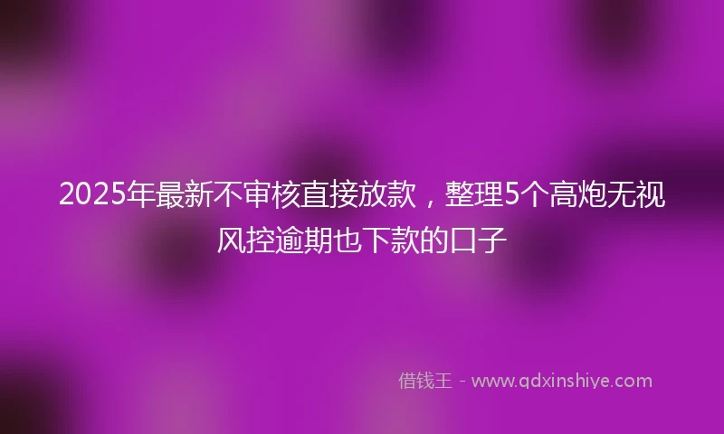 2025年最新不审核直接放款，整理5个高炮无视风控逾期也下款的口子