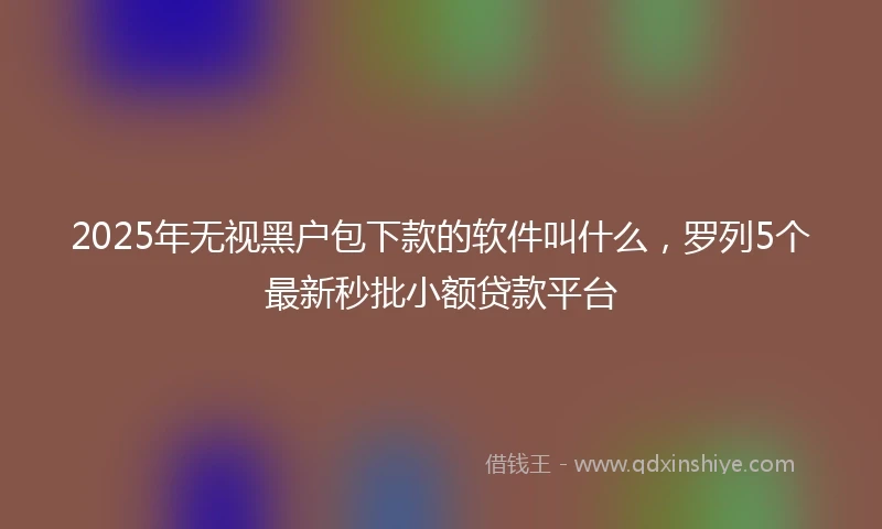 2025年无视黑户包下款的软件叫什么，罗列5个最新秒批小额贷款平台