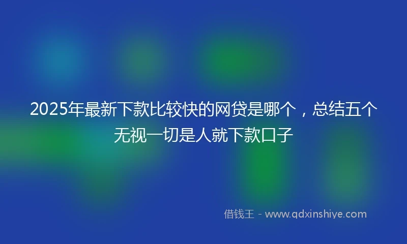2025年最新下款比较快的网贷是哪个，总结五个无视一切是人就下款口子