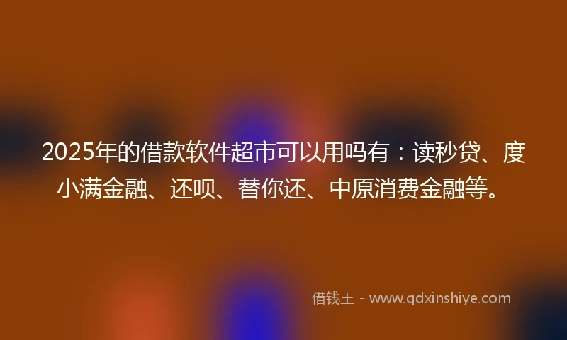 2025年的借款软件超市可以用吗有：读秒贷、度小满金融、还呗、替你还、中原消费金融等。