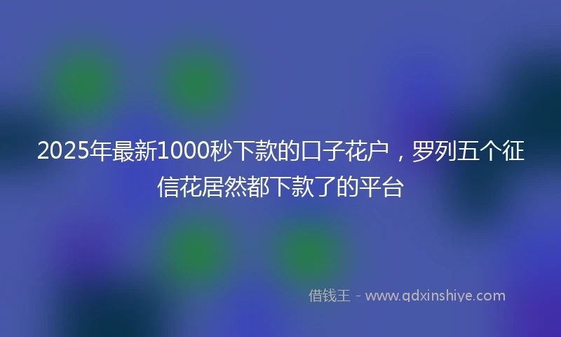 2025年最新1000秒下款的口子花户，罗列五个征信花居然都下款了的平台