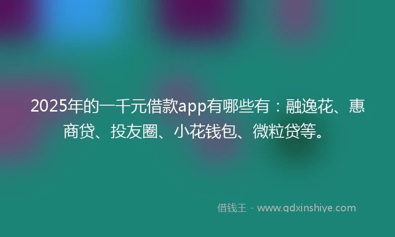 2025年的一千元借款app有哪些有：融逸花、惠商贷、投友圈、小花钱包、微粒贷等。