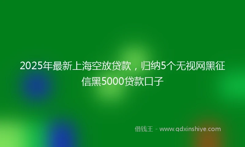 2025年最新上海空放贷款，归纳5个无视网黑征信黑5000贷款口子