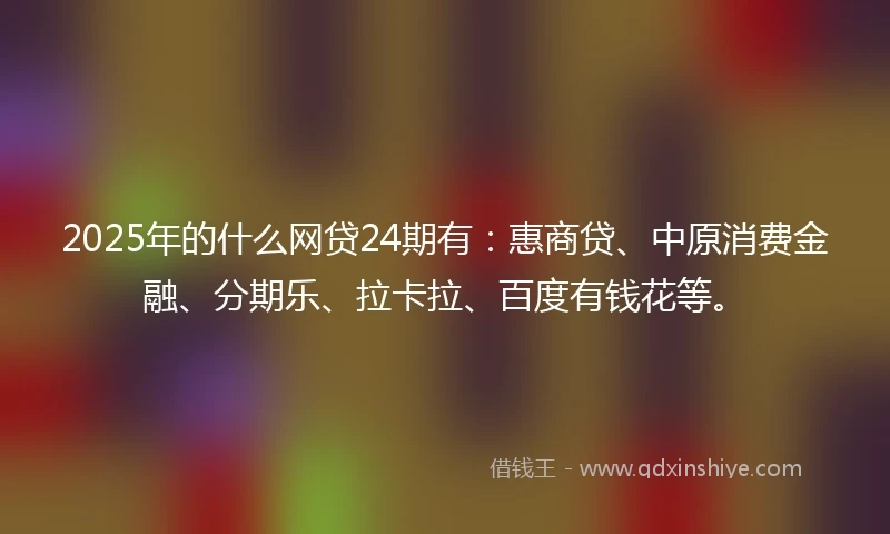 2025年的什么网贷24期有：惠商贷、中原消费金融、分期乐、拉卡拉、百度有钱花等。