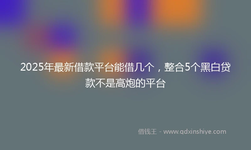 2025年最新借款平台能借几个，整合5个黑白贷款不是高炮的平台