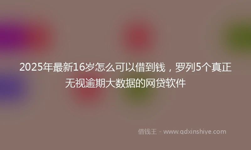 2025年最新16岁怎么可以借到钱，罗列5个真正无视逾期大数据的网贷软件