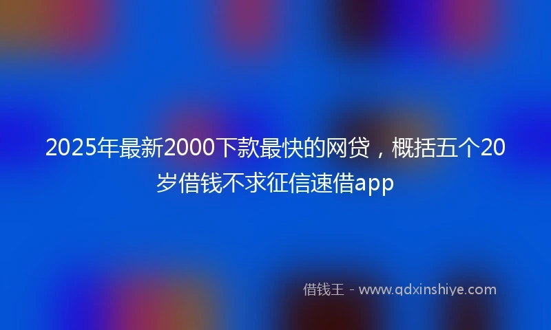 2025年最新2000下款最快的网贷，概括五个20岁借钱不求征信速借app