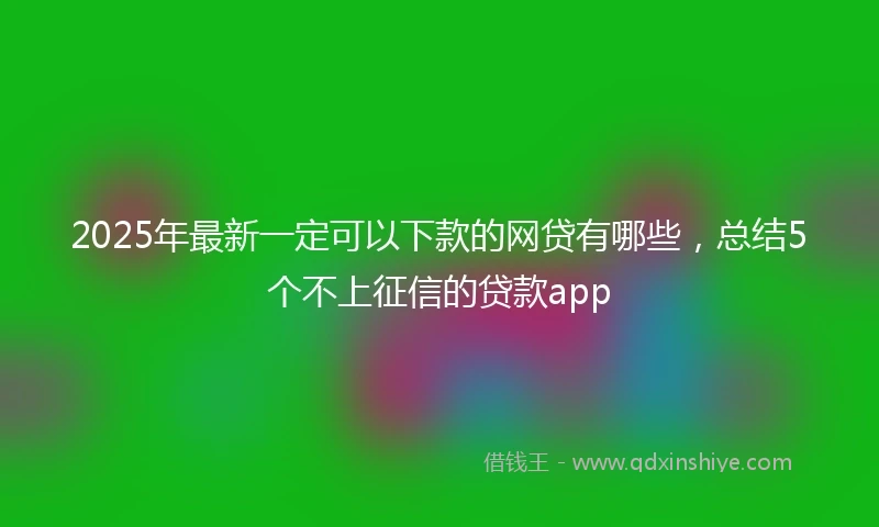 2025年最新一定可以下款的网贷有哪些，总结5个不上征信的贷款app