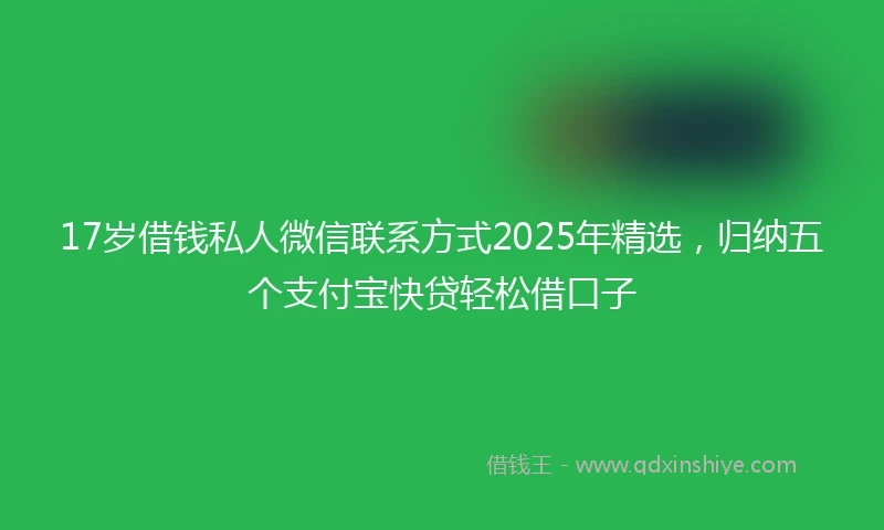 17岁借钱私人微信联系方式2025年精选，归纳五个支付宝快贷轻松借口子